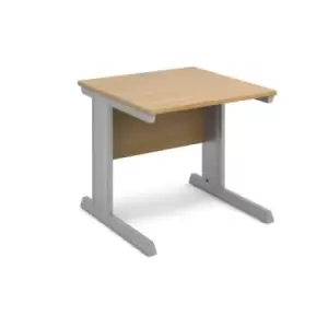 image of Office Desk Rectangular Desk 800mm Oak Tops With Silver Frames 800mm Depth Vivo