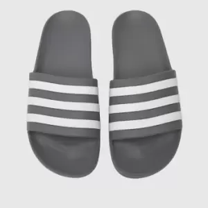 Adidas Adilette Aqua Sandals In White & Grey