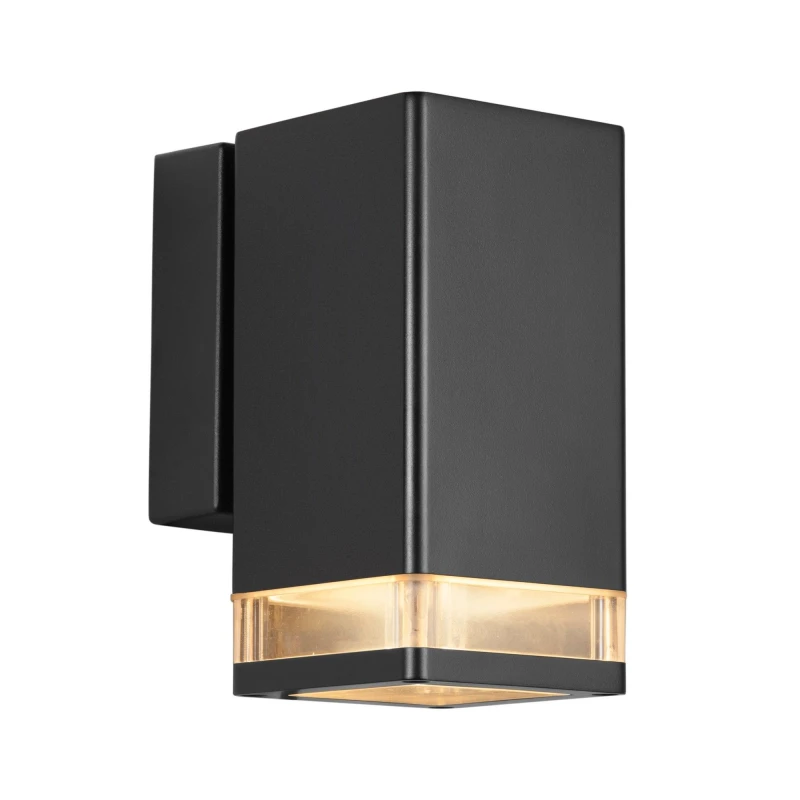 Image of Nordlux Elm Outdoor Wall Light Black Aluminium Solar GU10 Sensor Ring Light - Mains Powered, IP44 Black Unisex