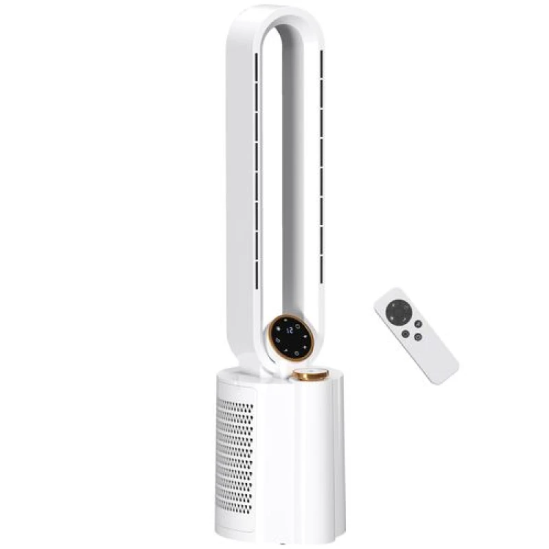 Image of HOMCOM Bladeless Tower Fan with UV Sterilisation & Humidifier, Oscillation in White White Unisex