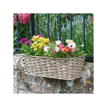 image of Smart Garden - 19' Rattan Effect Wall Fence Balcony Sand Planter Trough Basket