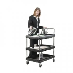 Image of Slingsby 3 Tier Black H1041x W984xD689mm Deep Ledge Trolley 322450
