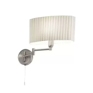 image of Hilton Lifestyle Fabric Wall Light Brushed Nickel, 1x E14