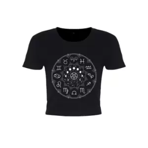 Image of Grindstore Womens/Ladies Zodiac Pentagram Crop Top (X Small (UK 6-8)) (Black)