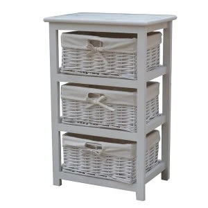 Image of Charles Bentley Home Wooden Storage Tower with 3 Wicker Baskets
