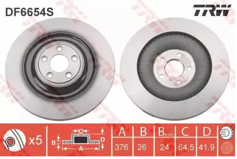 Image of Brake disc TRW DF6654S