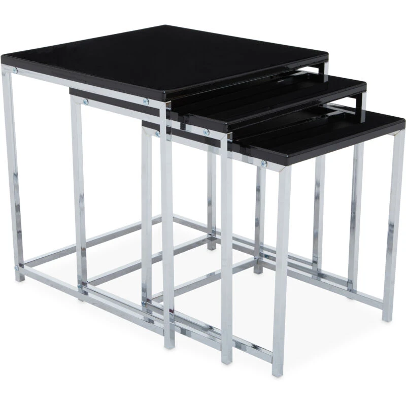 Image of Premier Housewares Set of Three Nesting Side Tables, Modern Nesting Tables, Nesting End Tables for Living Room Black