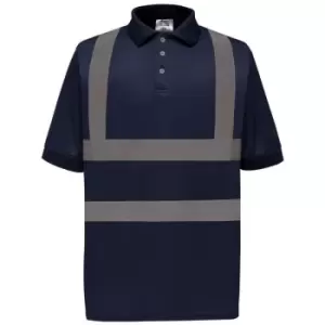 Image of Yoko Hi-Vis Short Sleeve Polo Shirt / Mens Workwear (3XL) (Navy Blue) - Navy Blue