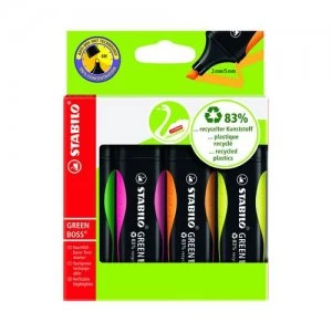 Image of Stabilo Green Boss Highlighters Desk Set Pack of 4 607004