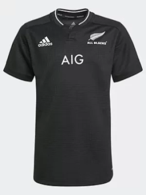 Image of adidas All Blacks Primeblue Replica Home Jersey, Black, Size 11-12 Years