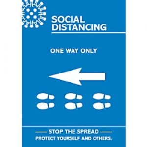 Image of Seco Health & Safety Poster Social distancing - one way only left A4 Semi-Rigid Plastic 42 x 59.5 cm