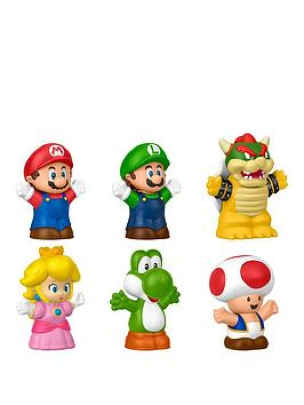 Image of Fisher-Price Little People Toddler Toy My Mario 6 Piece Character Figure Set for Preschool Pretend Play Kids Ages 18+ Months JHG63