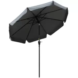 image of Outsunny 2.7M Patio Umbrella Garden Parasol With Crank Ruffles 8 Ribs - Grey