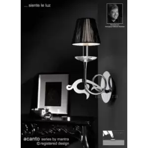 image of Acanto wall light with switch 1 E14 bulb, polished chrome with Black lampshade