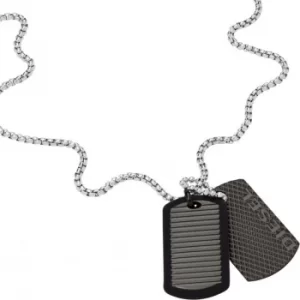 image of Diesel Stainless Steel Double Dogtag Necklace