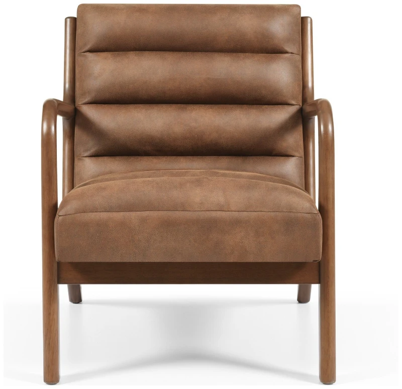 Image of Kyoto Kyoto Leah Faux Leather Ribbed Chair - Brown