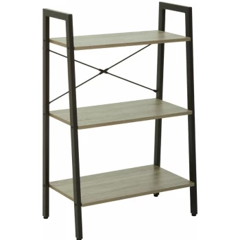 Premier Housewares - Bradbury Three Tier Grey Oak Veneer Ladder Shelf Unit