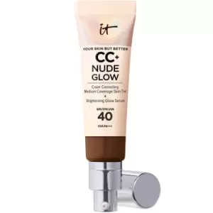 Image of IT Cosmetics CC+ and Nude Glow Lightweight Foundation and Glow Serum with SPF40 32ml (Various Shades) - Neutral Deep