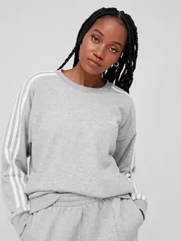 Image of adidas 3 Stripe Loungewear Sweat Top - Medium Grey Heather, Size 2XL, Women