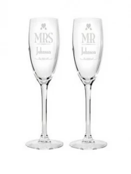 image of Personalised Mr & Mrs Champagne Flutes, Women