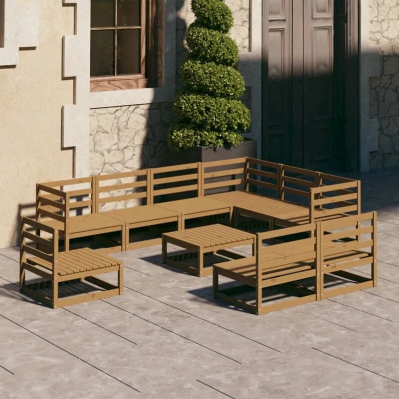 Image of VIDAXL 10 Piece Garden Lounge Set Honey Brown Solid Pinewood Vidaxl 8720286468951