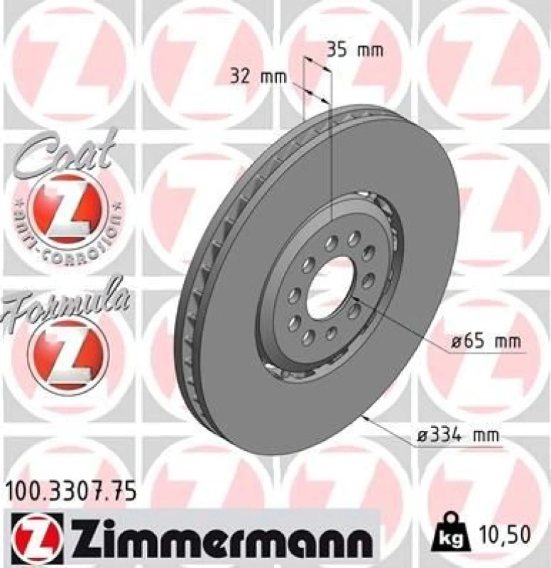 Image of ZIMMERMANN Brake disc ZIMMERMANN 100.3307.75