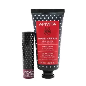 Image of ApivitaBee Protective Jasmine Set: Hand Cream Jasmine & Propolis 50ml+ Lip Care Black Currant 2pcs