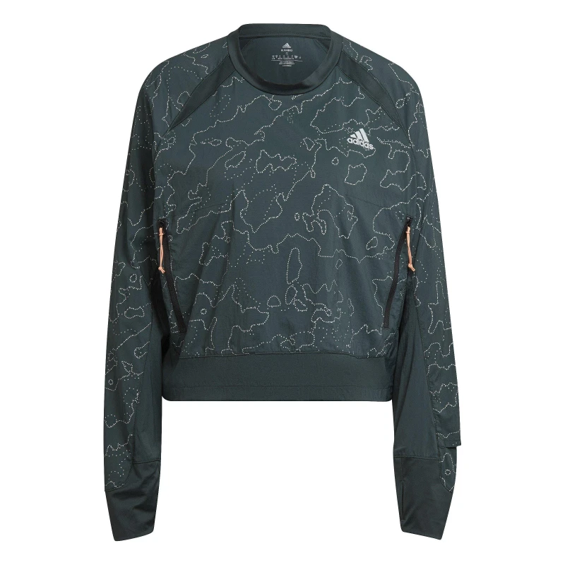 Image of adidas Womens AEROREADY Long Sleeve Lightweight Performance Running Jacket Shadow Green female L (16-18)
