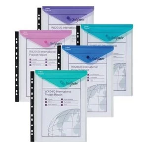 Image of Snopake Polyfile High Capacity Portrait A4 Ring Binder Wallet 100 Sheet Capacity Electra Assorted Colours Ref 15695 Pack of 5 Wallets