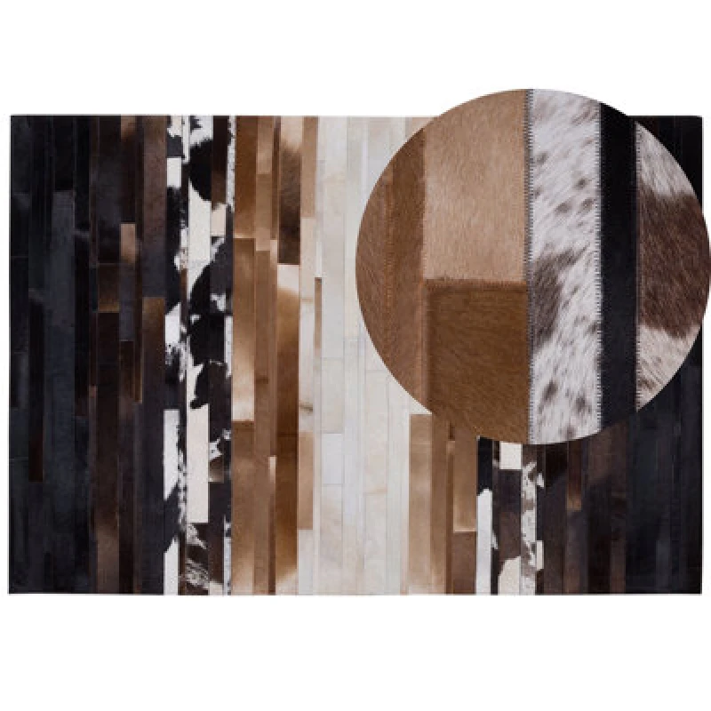 Image of Beliani Rug Dalyan Brown 160 X 230 Cm Leather
