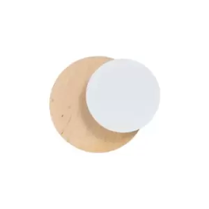 Image of Circle Wood, White Flush Wall Lamp 1x G9