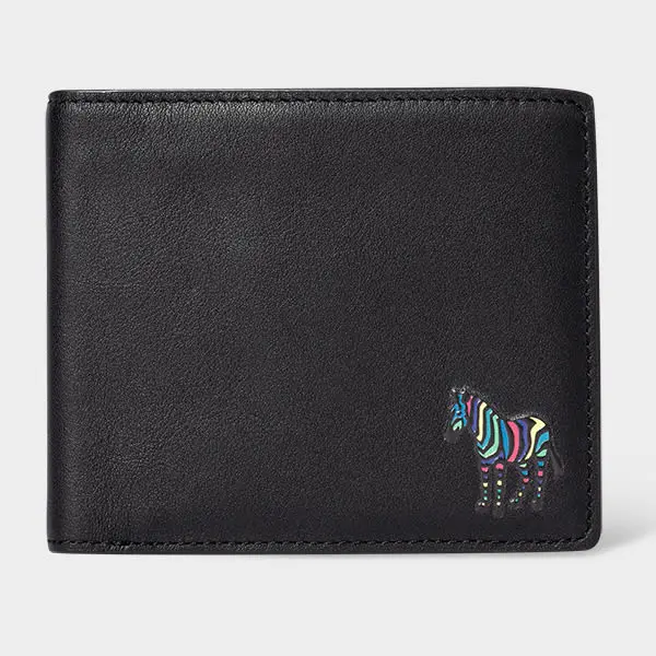 Image of Paul Smith Black Leather Zebra Logo Billfold Wallet