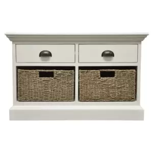 Image of Tocino Ready Assembled 2-Drawer 2-Basket Wooden Storage Unit - White