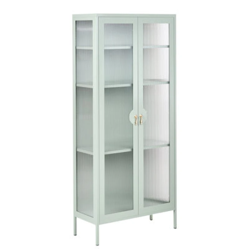 Image of Beliani Display Cabinet Gleora Metal Mint Green