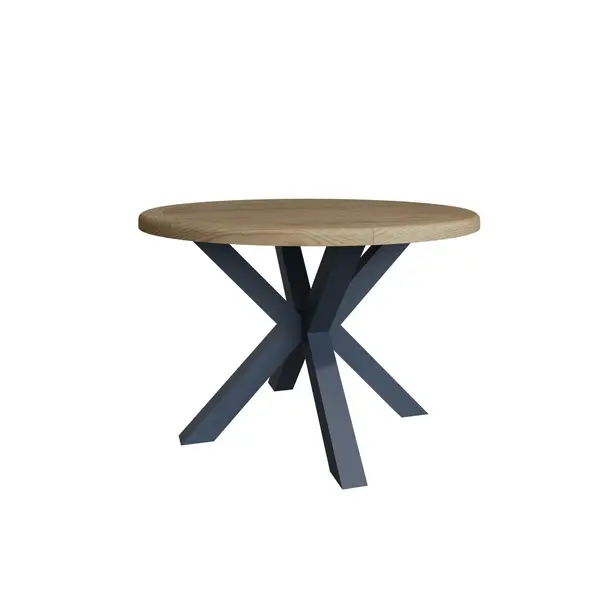 image of Oak & Navy Round Dining Table 120cm