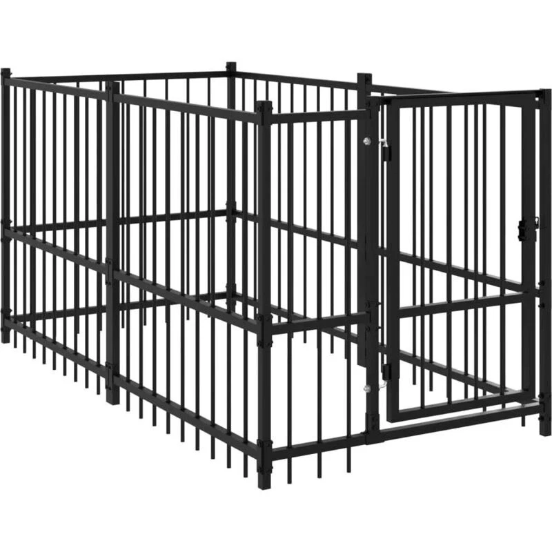 Image of VIDAXL Dog Kennel Black 193.5x97x100cm Steel Vidaxl 8720287178071
