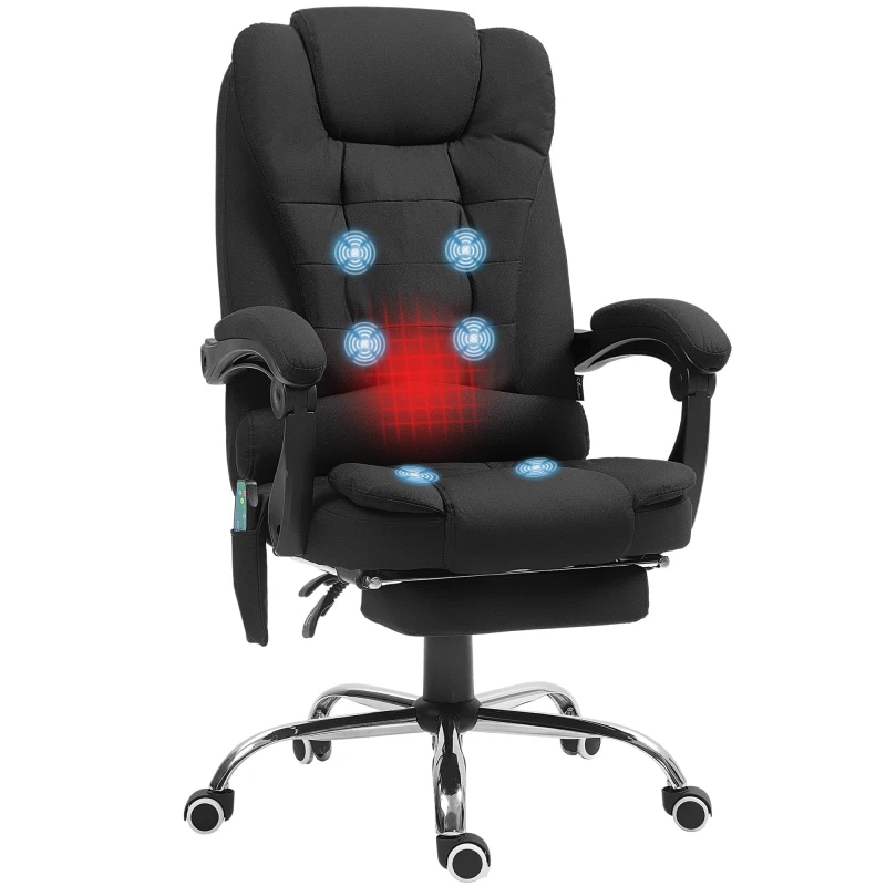 Image of VINSETTO Vintage High Back Heated Massage Office Chair with 6 Vibration Points Black