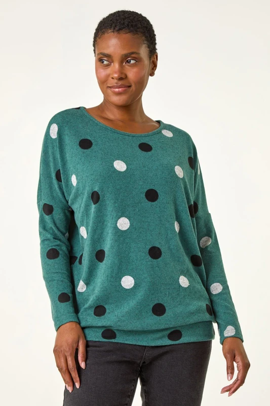 Image of Roman Spot Print Snit Top Green