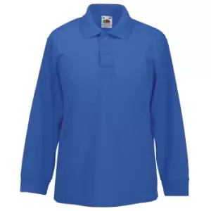 image of Fruit Of The Loom Childrens Long Sleeve 65/35 Pique Polo / Childrens Polo Shirts (3-4) (Royal)