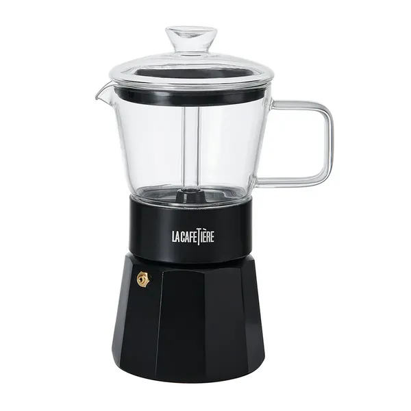 image of La Cafetiere Verona LCSTES6CGLBLK 6 Cup Glass Espresso Coffee Maker