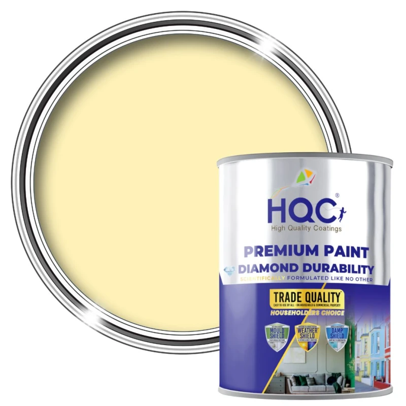 Image of HQC PAINTS HQC Vinyl Matt Emulsion Paint - Matt Finish for Interior Walls - 5L in Light Yellow Light Yellow Unisex 5L