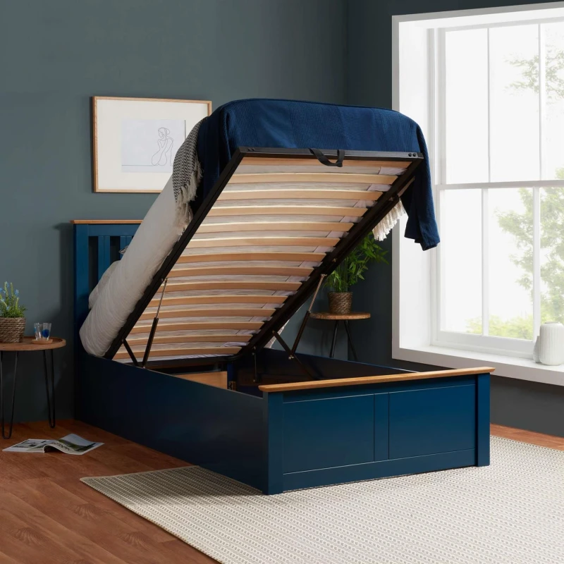 Image of Birlea Birlea Phoenix Single Ottoman Bed with Mattress - Navy