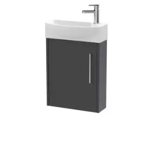 image of Hudson Reed Juno Compact 440mm Wall Hung 1 Door Unit & 1 Tap Hole Basin LH - Graphite Grey