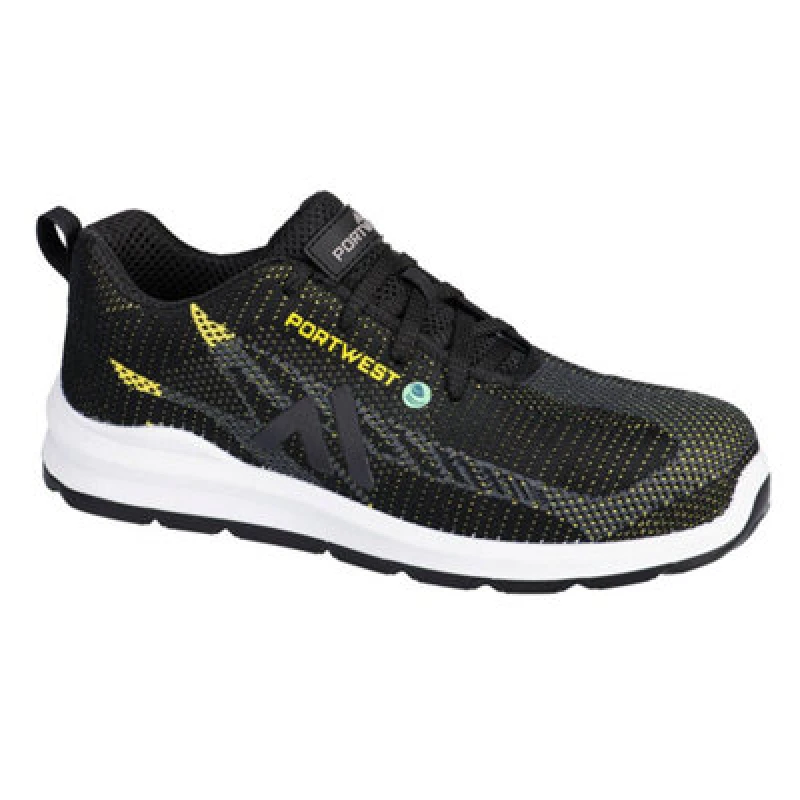 Image of Portwest Eco Fly Composite Safety Trainers FC06BKY39 Colour: Black / Yellow