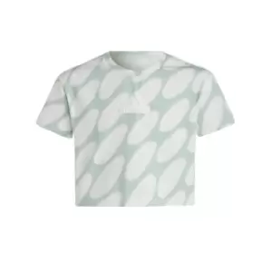 Image of adidas Marimekko Allover Print Cotton T-Shirt Kids - Cloud White / Green Tint / Das
