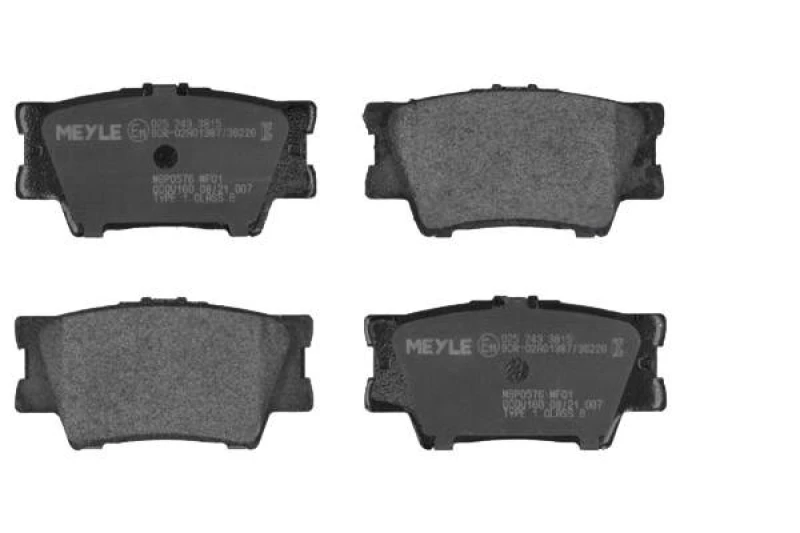 Image of MEYLE 025 243 3815 Brake pad set Rear Axle, excl. wear warning contact, Original Quality, with anti-squeak plate Brake Pad Set,disc brake (402)