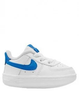 Nike Air Force 1 Crib Shoes - White/Blue, Size 3.5