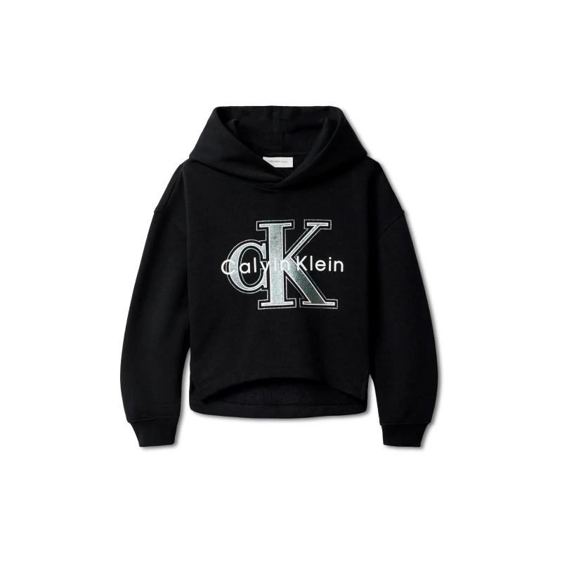 Image of Calvin Klein Jeans Kids Big Logo Cotton Pull Over Hoodie CK Black BEH female 10Y