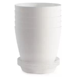 Image of Plastic Planter Pots with Saucers - Set of 5 Pukkr