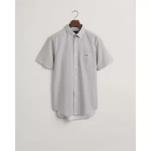 Image of Gant Reg Micro Print Ss Shirt Evening Bl - Blue